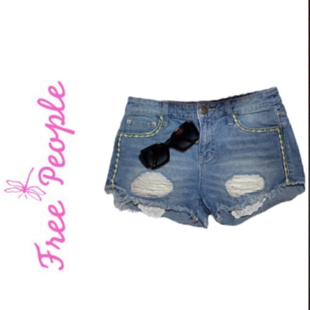 Free people distressed cut off shorts.